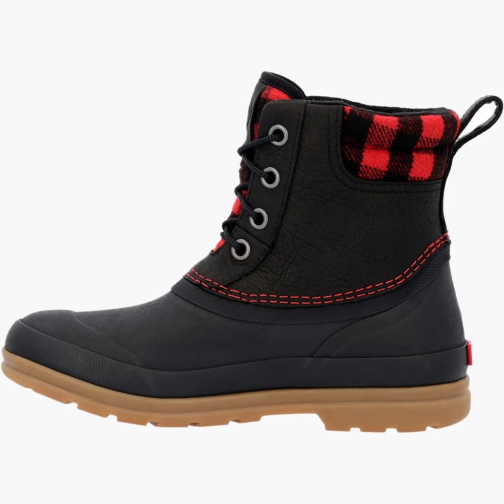 NIB Muck Women's Originals Leather Duck Lace Waterproof Boots Buffalo Plaid W11 - Picture 3 of 11